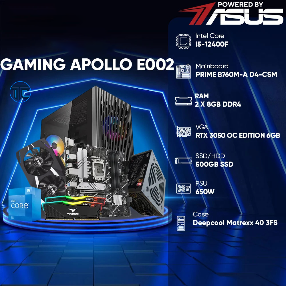 PC Gaming TC02 (i5-12400F, RTX 3050, 16GB, SSD 500GB) - MÁY TÍNH TC